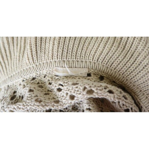 Women's Beige Open Swing Cardigan Sweater - Ruffle - Size M - Picture 4 of 5